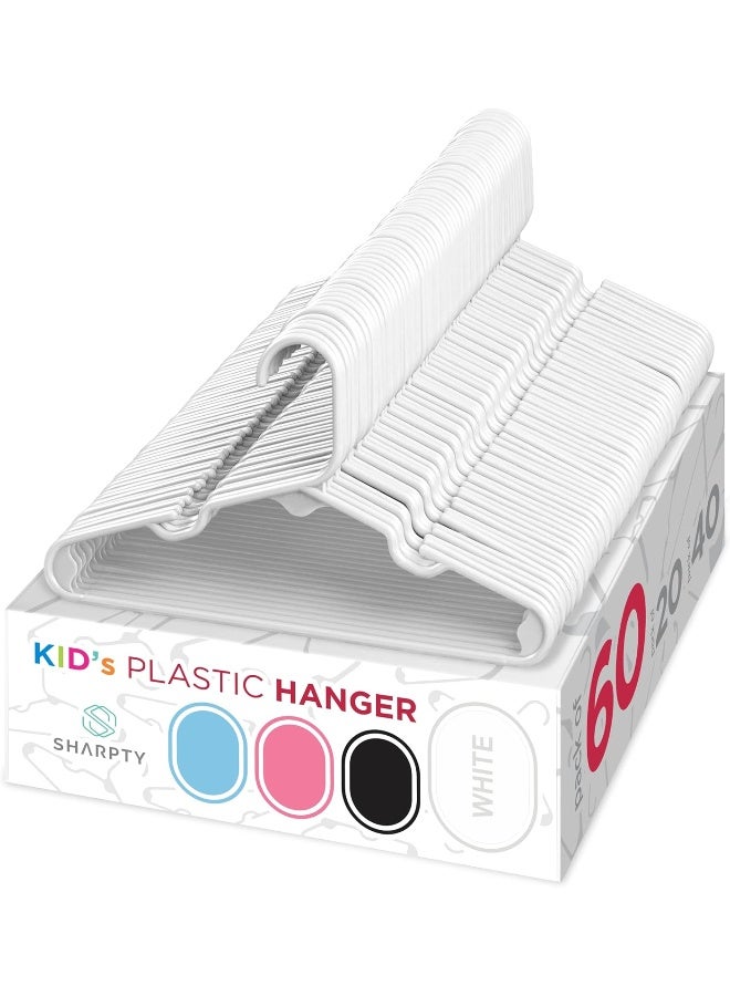 Sharpty Kids Plastic Hangers Childrens Hangers for Baby Toddler and Child Clothes Everyday Standard Use Ideal for Boys and Girls Closet Clothing Pants Coats and More White 60 Pack - Image 5