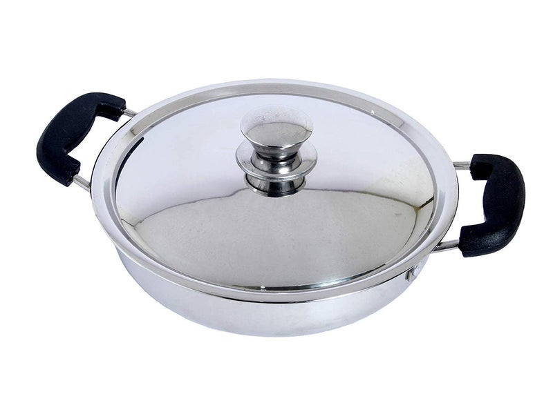 Dharam Paul Traders Stainless Steel Kadai with lid Heavy Bottom for Cooking, Induction Base Kadhai with lid,Sandwich Bottom 1 Piece (1, 2 Litre) - Image 2