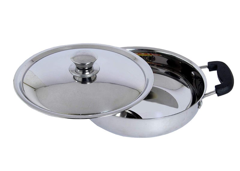 Dharam Paul Traders Stainless Steel Kadai with lid Heavy Bottom for Cooking, Induction Base Kadhai with lid,Sandwich Bottom 1 Piece (1, 2 Litre) - Image 1