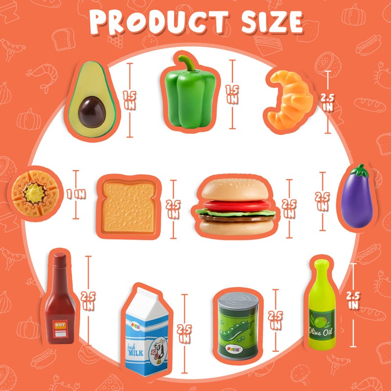 JOYIN Play Food Set 135 Pieces Play Kitchen Set for Market Educational Role Play, Food Playset, Kids Toddlers Toys, Kitchen Accessories Fake Food, Party Favor Christmas Stocking Stuffers - Image 5