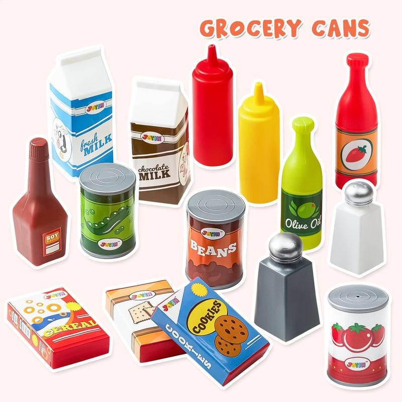 JOYIN Play Food Set 135 Pieces Play Kitchen Set for Market Educational Role Play, Food Playset, Kids Toddlers Toys, Kitchen Accessories Fake Food, Party Favor Christmas Stocking Stuffers - Image 3