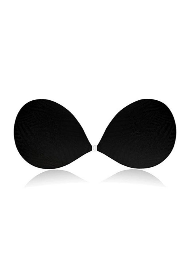 Adhesive Bra Strapless Sticky Invisible Push up Silicone Bra for Backless Dress with Nipple Covers Nude (Black,C)