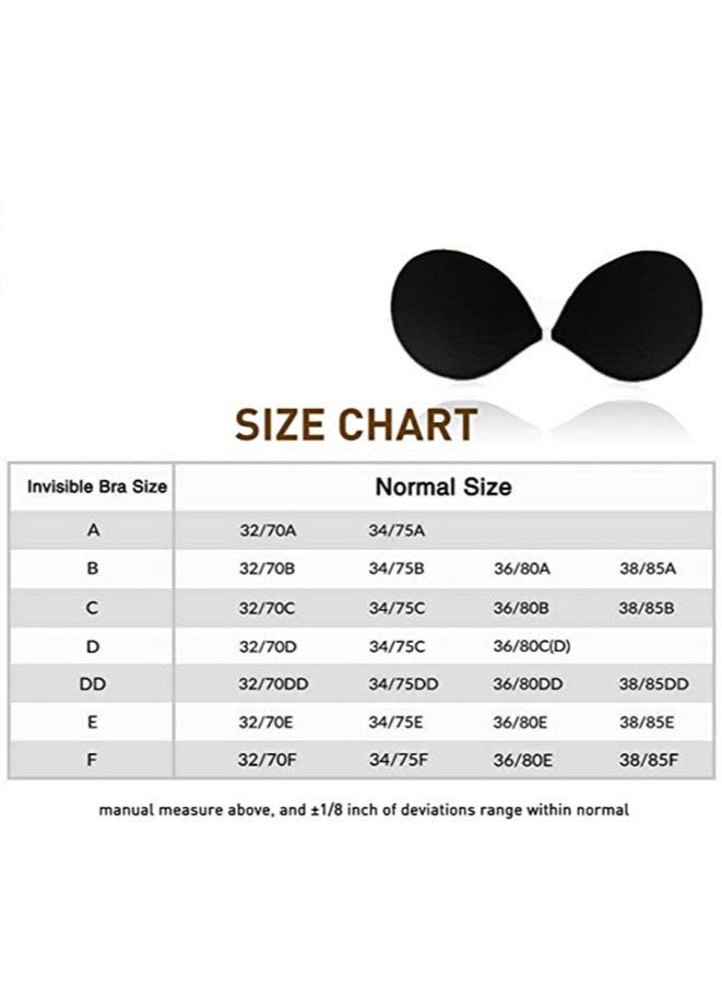 Adhesive Bra Strapless Sticky Invisible Push up Silicone Bra for Backless Dress with Nipple Covers Nude (Black,C)