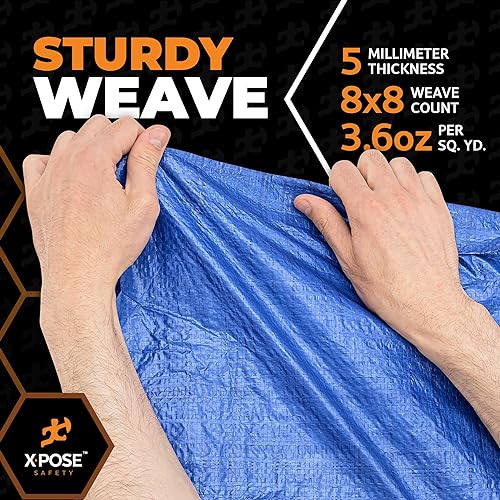 xpose safety Better Blue Poly Tarp 8' x 10' - Multipurpose Protective Cover - Lightweight, Durable, Waterproof, Weather Proof - 5 Mil Thick Polyethylene - by Xpose Safety - Image 5
