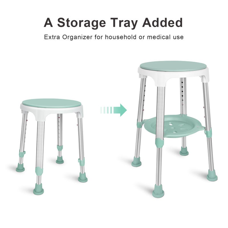 LEACHOI Shower Chair for Inside Shower, FSA/HSA Eligible Swivel Shower Stool 350lbs, Adjustable Tub Chair and Bathroom Stool with Storage Tray for Seniors, Elderly, Bath Handicap & Disabled - Image 5