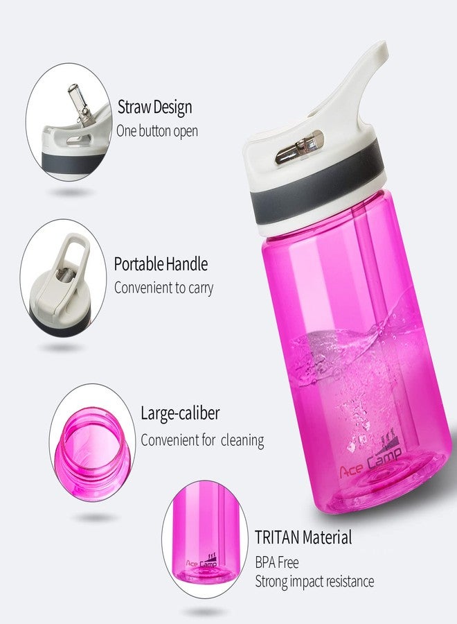 AceCamp 12oz Small Water Bottle 2 Pack with Straw for Kids and Adults BPA Free Tritan Sports Fitness Bottle Leak-Proof Durable Pink 2pcs - Image 2
