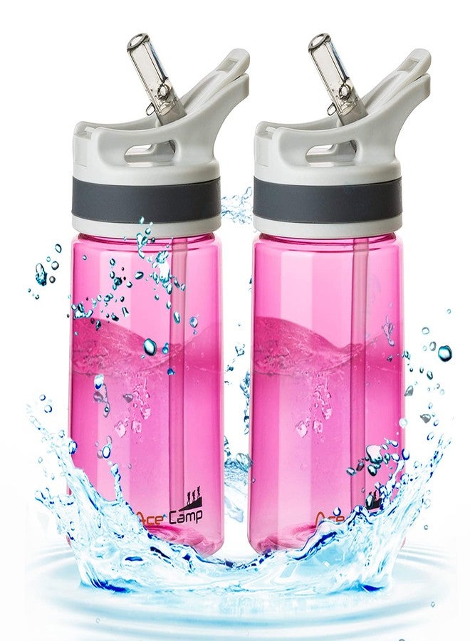 AceCamp 12oz Small Water Bottle 2 Pack with Straw for Kids and Adults BPA Free Tritan Sports Fitness Bottle Leak-Proof Durable Pink 2pcs - Image 1