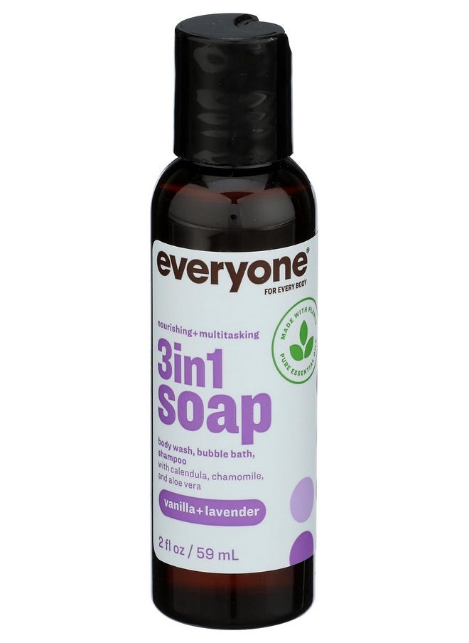 Everyone For Every Body 3-In-1 Soap Travel Size, Body Wash, Bubble Bath, And Shampoo, Vanilla And Lavender, 2 Fl Oz- (Container May Vary)  - Image 1