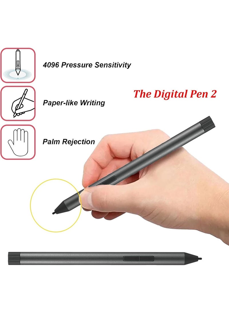 NALACAL Digital Pen 2 Compatible with Lenovo Digital Pen 2, Compatible for Lenovo Yoga Book 9/2-in-1/7i/9i, ThinkBook 14 2-in-1/14s Yoga/Plus G4, IdeaPad Duet 3/5, 13w/300w Yoga Pen (Gray) - Image 2