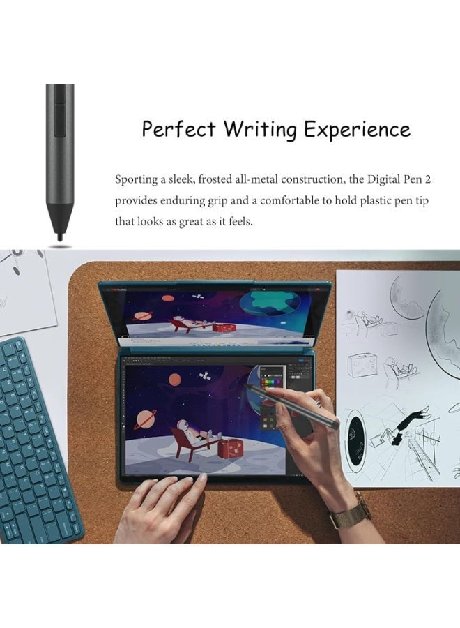 NALACAL Digital Pen 2 Compatible with Lenovo Digital Pen 2, Compatible for Lenovo Yoga Book 9/2-in-1/7i/9i, ThinkBook 14 2-in-1/14s Yoga/Plus G4, IdeaPad Duet 3/5, 13w/300w Yoga Pen (Gray) - Image 4