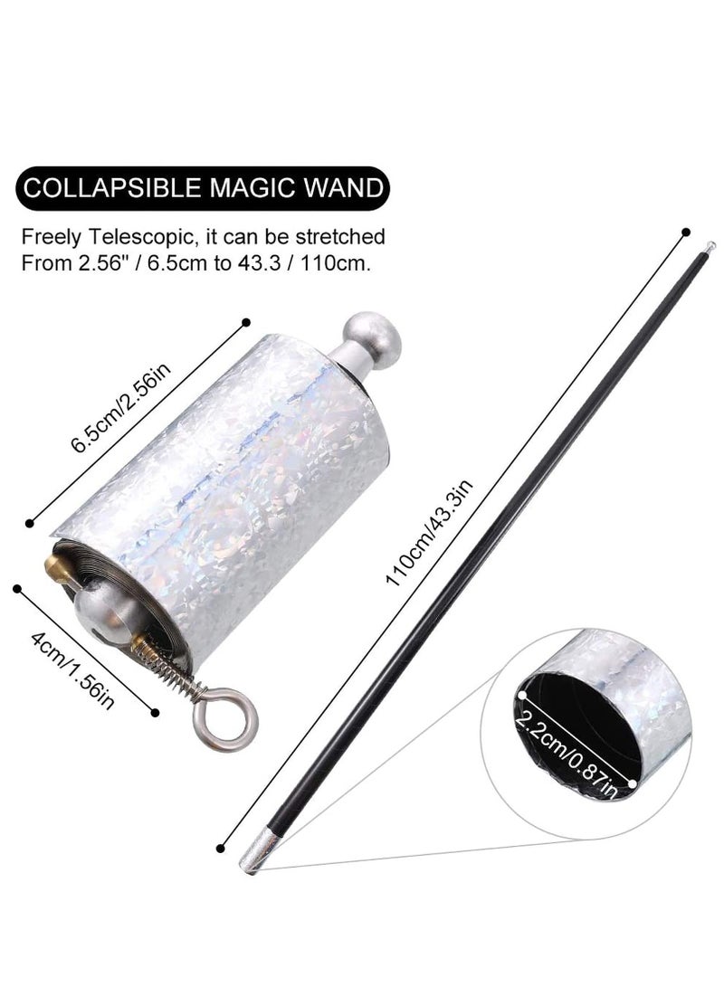 Luckam Stage Show Magic Wand Props Foldable Metal Look Magician's Cane 3-Piece Black Gold Silver 43.30 inch - Image 4