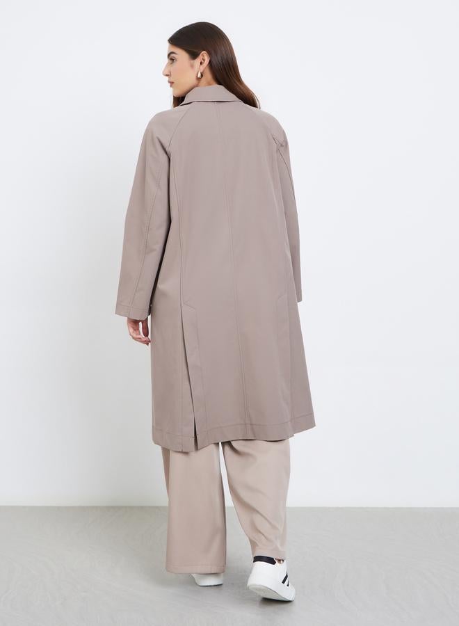 ستايلي معطف ترنش فضفاض بأزرار امامية - Image 5