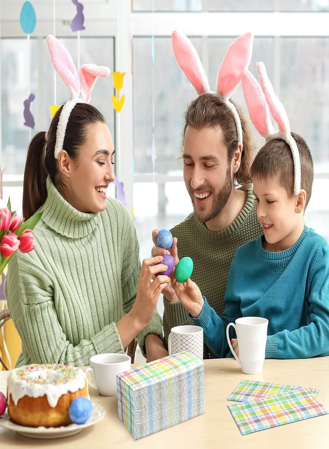 Jectivs 100Pcs Easter Buffalo Plaid Checkered Napkins Decorations,Disposable Spring Pink Blue Yellow Pastel Dinner Hand Paper Napkin for Home Bathroom Wedding Baby Shower Picnic Easter Birthday Party Supplies - Image 4