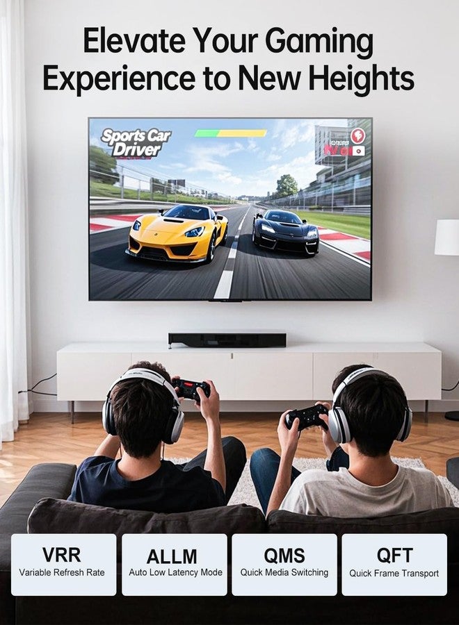 YSerendept HDMI 2.1 Cable 50ft White 4K 8K Fiber Optic HDMI Cable[8K@60Hz 4K@120Hz,48Gbps,Dynamic HDR,eARC,HDCP 2.2&2.3, 3D] Compatible with 4090,RX 7900 XTX,Monitor,PS5,Soundbar - Image 5