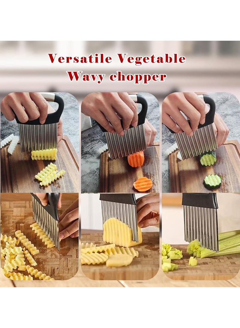 AROAQ Crinkle CutterPack Of  2 Stainless Steel French fry cutter for potatoes Crinkle cutter for veggies Crinkle Wavy Chopper Cutter waffle fry Slicer Potato Carrot Chip - Image 3