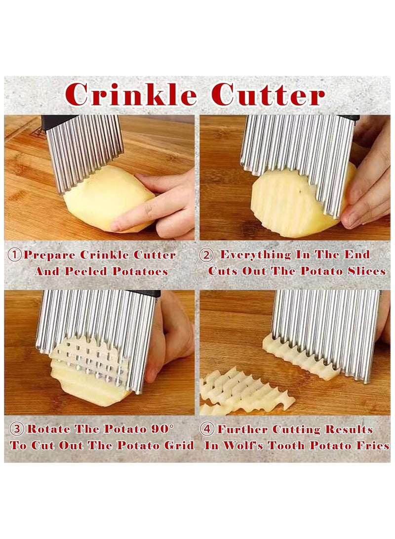 AROAQ Crinkle CutterPack Of  2 Stainless Steel French fry cutter for potatoes Crinkle cutter for veggies Crinkle Wavy Chopper Cutter waffle fry Slicer Potato Carrot Chip - Image 4