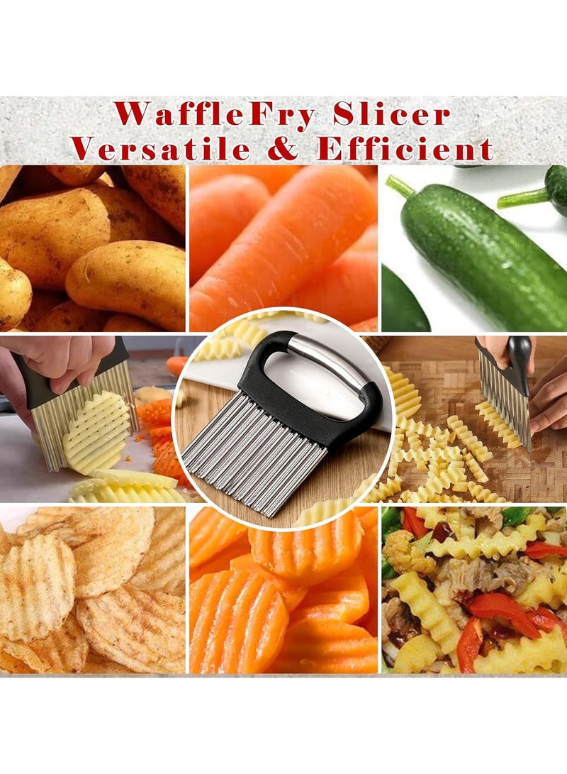 AROAQ Crinkle CutterPack Of  2 Stainless Steel French fry cutter for potatoes Crinkle cutter for veggies Crinkle Wavy Chopper Cutter waffle fry Slicer Potato Carrot Chip - Image 5
