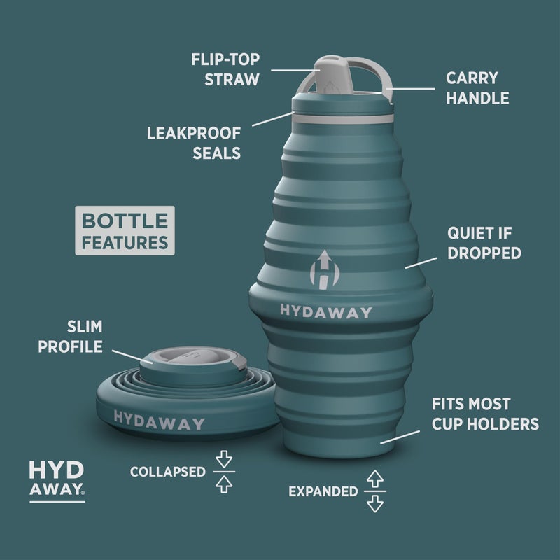 HYDAWAY 25oz Collapsible Travel Water Bottle - BPA-Free, Leakproof, Lightweight, Space-Saving - Perfect for Hiking, Travel, and All-Day Hydration - Image 5