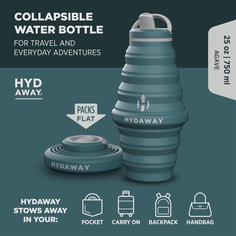 HYDAWAY 25oz Collapsible Travel Water Bottle - BPA-Free, Leakproof, Lightweight, Space-Saving - Perfect for Hiking, Travel, and All-Day Hydration - Image 2
