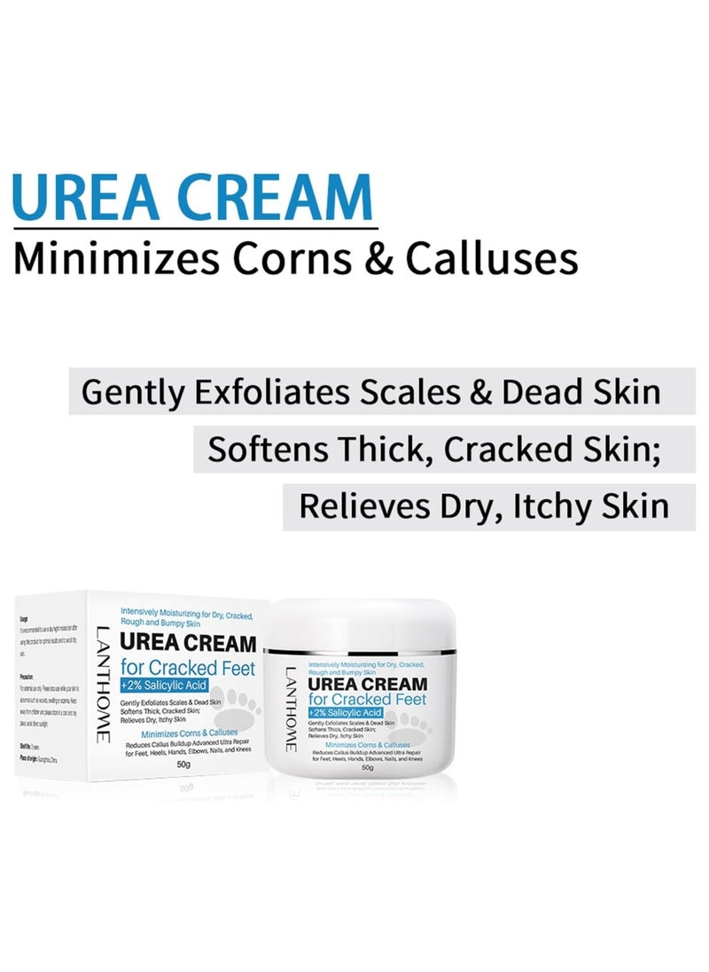 Lanthome - Urea Cream 40 Percent For Feet, Foot Cream For Dry Cracked Heels, Foot Callus Remover Cream, 40% Urea Cream For Feet, Organic Moisturizer Cream For Foot, Hands, Legs, Toes - Image 1