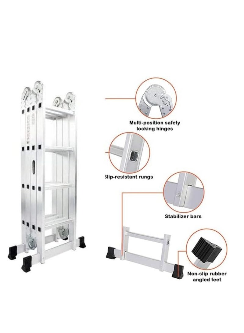بوس_لايف_ستايل Boss Lifestyle سلم ألومنيوم متعدد الأغراض - 4.7 متر (16 خطوة) - Image 2