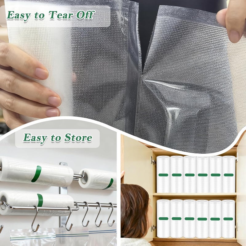 HUISPARK Pre-Cut Perforated Vacuum Sealer Bags Rolls,4x6 Inch Heavy-Duty Vacuum Sealer Roll Bags 4 Rolls 160 Tear Off Bags,Easy-Tear Food Grade Storage Bags for Sous Vide, Freezer & Meat (BPA Free) - Image 4