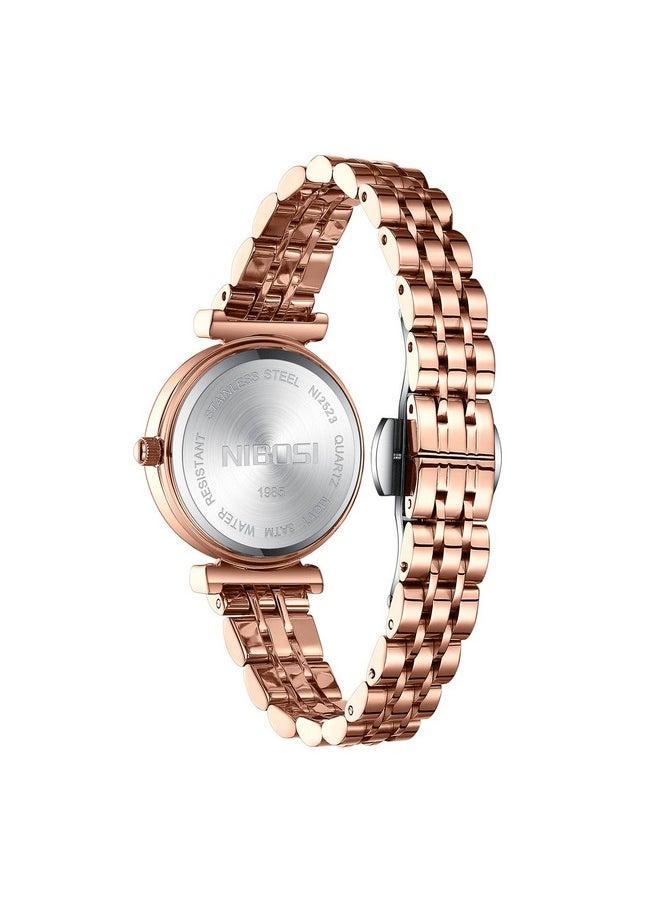 NIBOSI - NIBOSI Women's Watches Analog Rose Gold Dial Rose Gold Band Watches for Women&Ladies&Girls Stylish Diamond Stainless Steel Wrist Watch with Mesh Band Gift - Image 1