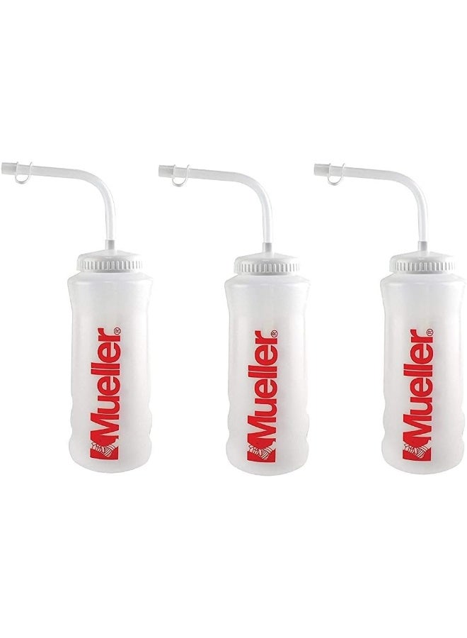 MUELLER Quart Bottle w/Straw, Natural Color w/Red Letters (3 Pack)