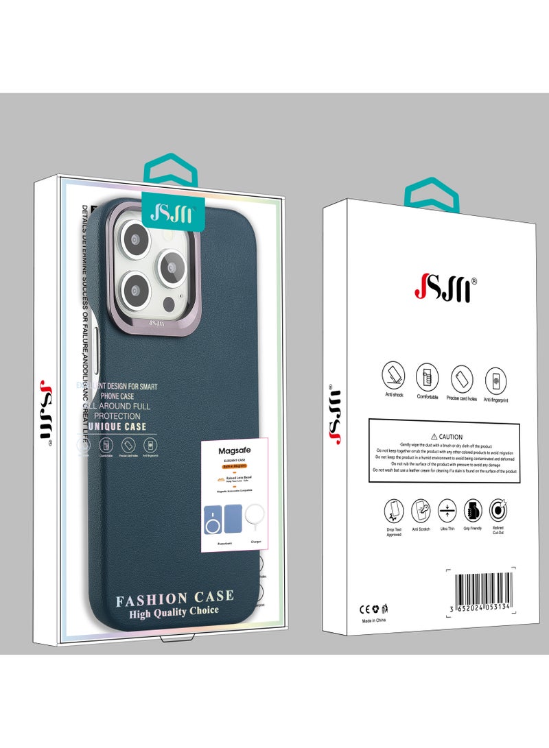 JSJM Magsafe Cover Case for iPhone 16 Pro Full Side Leather iPhone Case Black  - Image 3