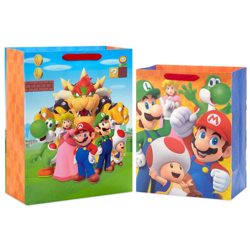Hallmark Nintendo Super Mario Brothers Gift Bags (1 Large, 1 Extra Large) Luigi, Princess, Yoshi, Toad - Image 4