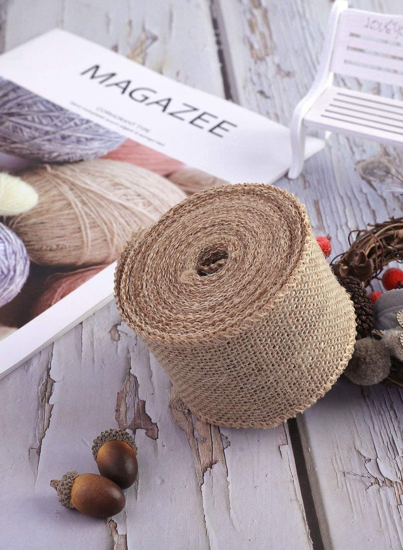 Zikra 2 Rolls Burlap Ribbon Jute Hessian Ribbon Wired Ribbon Wrapping Ribbon for Crafts Decoration Floral Bows Craft (4CM*5M) - Image 2