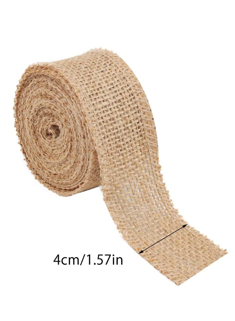 Zikra 2 Rolls Burlap Ribbon Jute Hessian Ribbon Wired Ribbon Wrapping Ribbon for Crafts Decoration Floral Bows Craft (4CM*5M) - Image 5