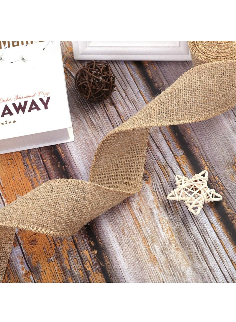 Zikra 2 Rolls Burlap Ribbon Jute Hessian Ribbon Wired Ribbon Wrapping Ribbon for Crafts Decoration Floral Bows Craft (4CM*5M) - Image 3