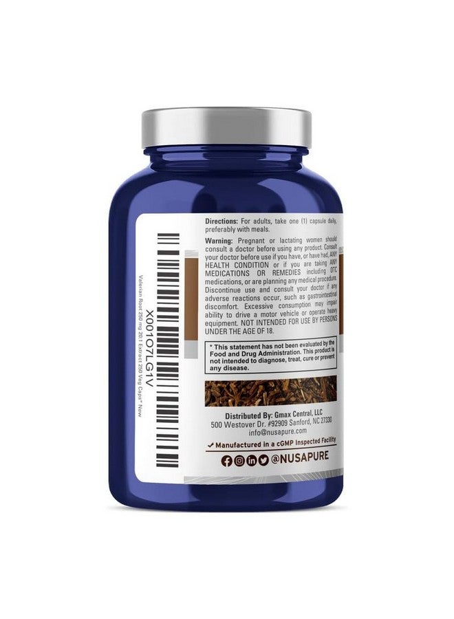 NusaPure Valerian Root 20:1 Extract, 250 mg Equivalent to 5000mg Per Veggie Caps, 250 Count, Vegan, Non-GMO, Bioperine - Image 2