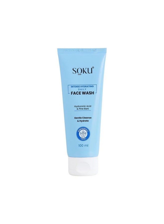 SOKU Intense Hydrating Daily Face Wash | Hyaluronic Acid Booster | Suitable For Dry Skin | Enriched With Pine Bark |Pore Cleansing & Dirt Control | Men & Women - 100 Ml - Image 1