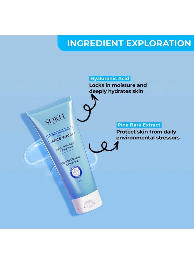 SOKU Intense Hydrating Daily Face Wash | Hyaluronic Acid Booster | Suitable For Dry Skin | Enriched With Pine Bark |Pore Cleansing & Dirt Control | Men & Women - 100 Ml - Image 4