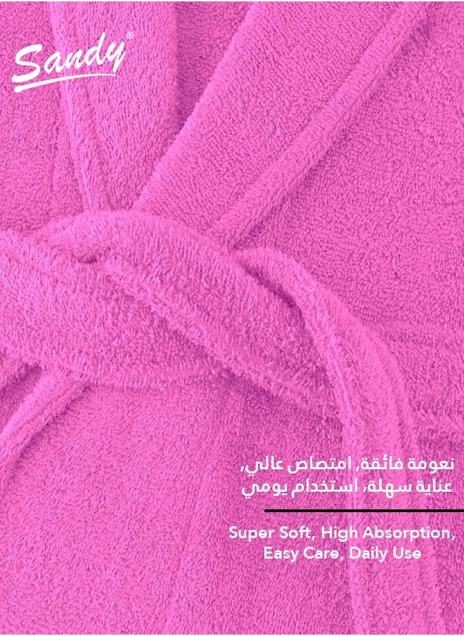 Sandy SANDY Luxury Cotton 100% Kimono Bathrobe, Unisex Plush Robe, Perfect for Spa and Shower, XL Size, Pink  - Image 3