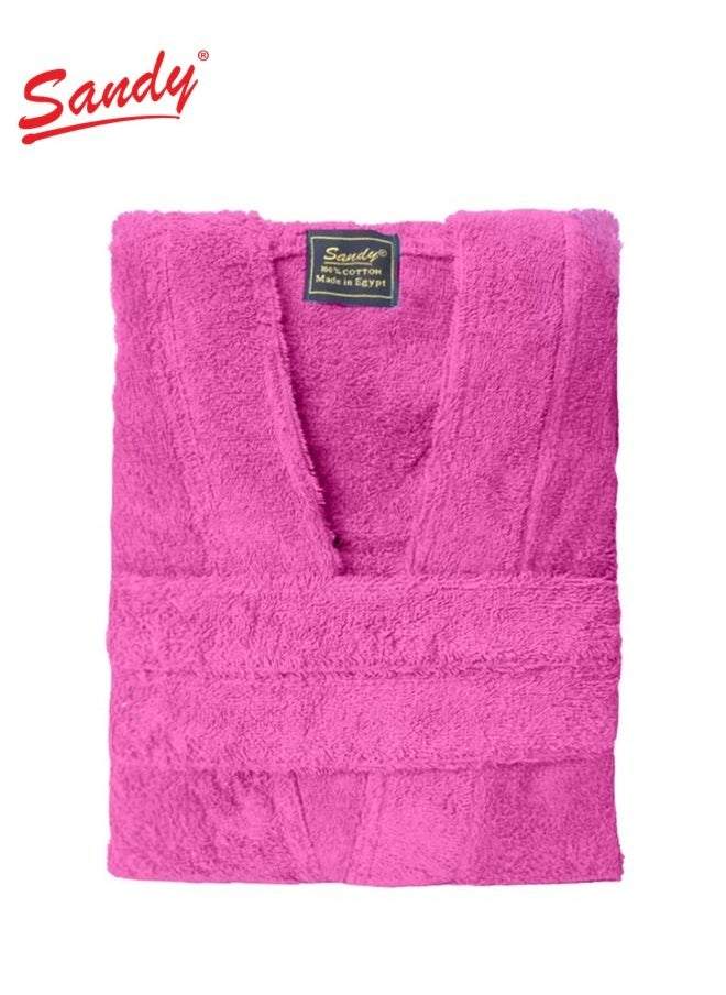 Sandy SANDY Luxury Cotton 100% Kimono Bathrobe, Unisex Plush Robe, Perfect for Spa and Shower, XL Size, Pink  - Image 2