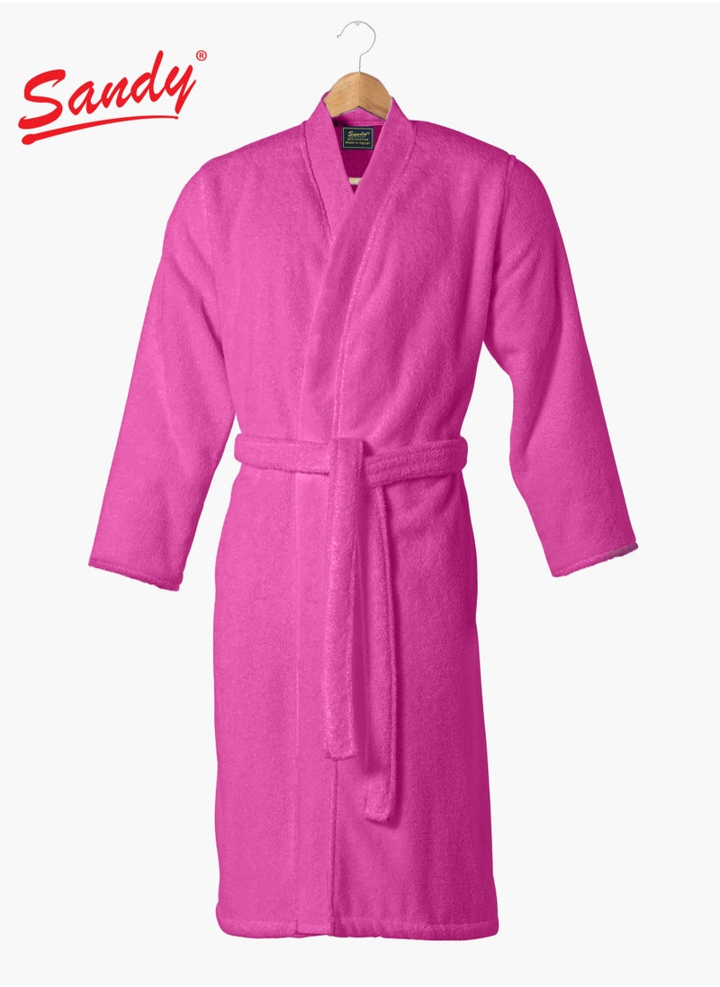 Sandy SANDY Luxury Cotton 100% Kimono Bathrobe, Unisex Plush Robe, Perfect for Spa and Shower, XL Size, Pink  - Image 1