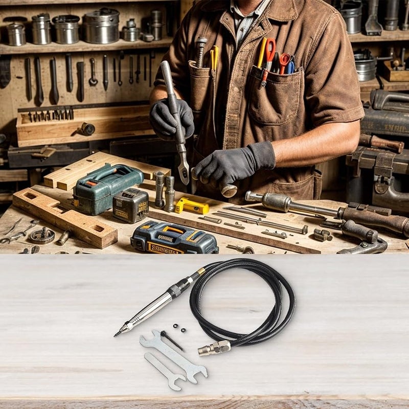 Pneumatic Air Engraving Pen Tool Kit With 0.25 Inch Hose For Metal Wood Plastic Glass - Image 4