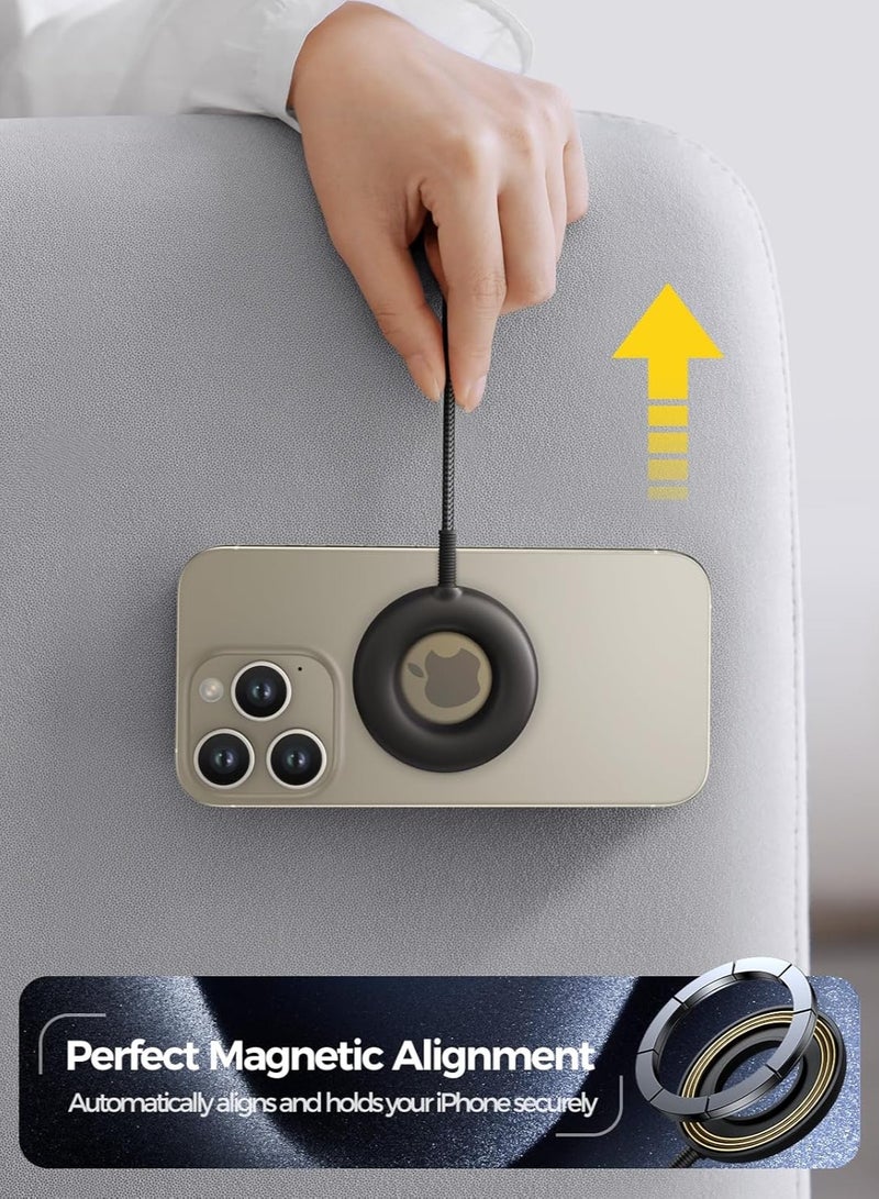 KASTWAVE Magnetic Wireless Charger, Charging Station, Hollow Design Wireless Charger Compatible with MagSafe Charger/iPhone 15/14/13/12 Series, Magnetic Charger Pad, Charger Stand with Dual Ports Braided Cable - Image 4