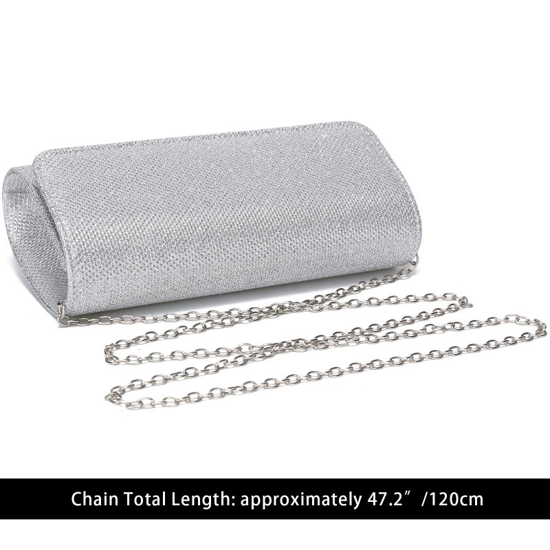 Outrip Women's Evening Bag Clutch Purse Glitter Party Wedding Handbag with Chain (Silver) - Image 4