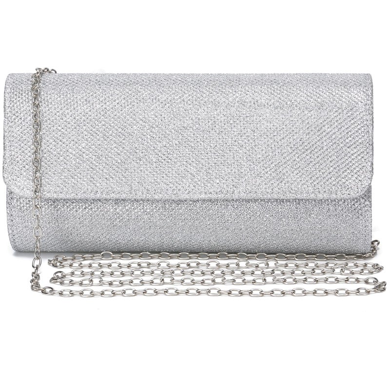 Outrip Women's Evening Bag Clutch Purse Glitter Party Wedding Handbag with Chain (Silver) - Image 1