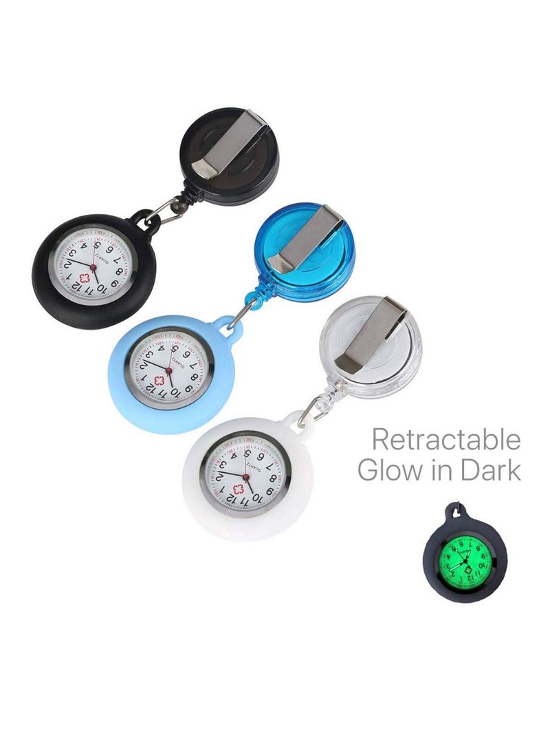 SOLARAE Watches for Nurses Doctors Unisex Luminous Fob, Retractable Paramedic Medical Student Silicone Smile Face Clip On Pocket Watches 3pcs - Image 2