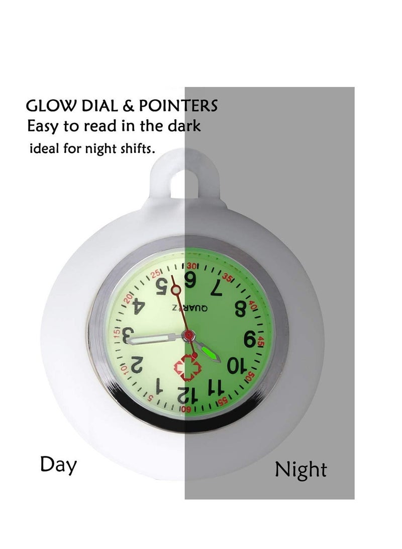 SOLARAE Watches for Nurses Doctors Unisex Luminous Fob, Retractable Paramedic Medical Student Silicone Smile Face Clip On Pocket Watches 3pcs - Image 3