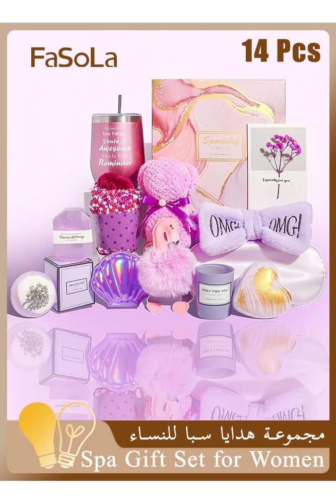 Fasola Gifts Basket for Women - Birthday Gift Box Set Contains 14 Items Inspirational Gift,Relaxing Spa Care Package for Women Friendship,Friend Gifts for Women (Ramadan/Anniversary Gift for Her) - Image 1