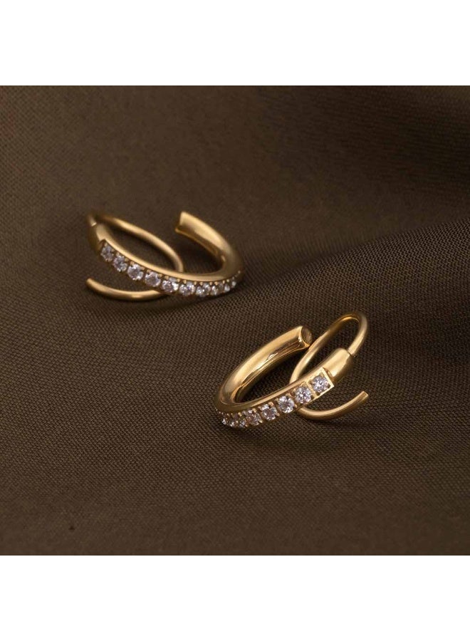 Palmonas أقراط احتضان منحني مطلية بالذهب عيار 18 للنساء - مقاومة للماء ومضادة للتأكسد - Image 3