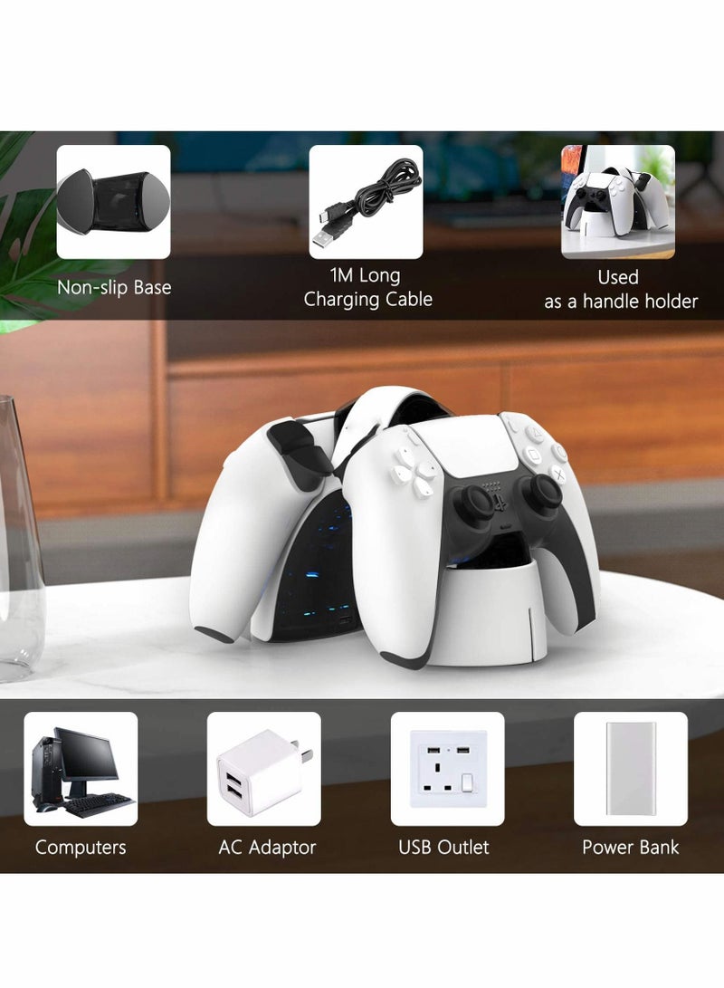 Y&D PS5 Controller Charging Station Dual Charger Dock with LED Indicators for Sony Original Handle-White - Image 4
