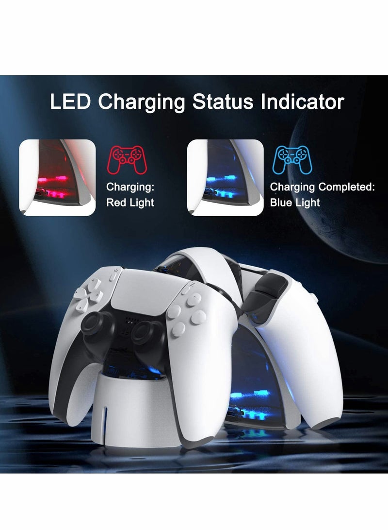Y&D PS5 Controller Charging Station Dual Charger Dock with LED Indicators for Sony Original Handle-White - Image 3