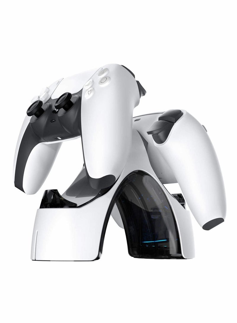 Y&D PS5 Controller Charging Station Dual Charger Dock with LED Indicators for Sony Original Handle-White - Image 1